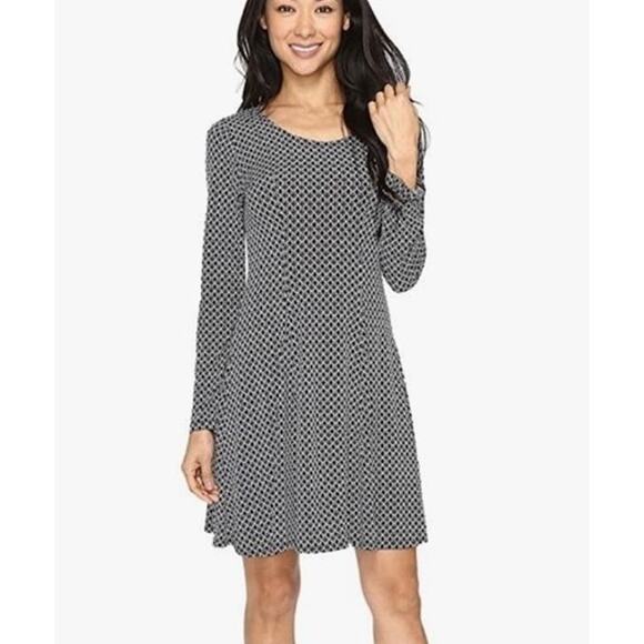NEW Karen Kane Godet Long Sleeve Mini Dress in Black/White Diamond Print Size XL